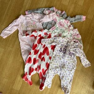 0-3 month girl zip up onesies